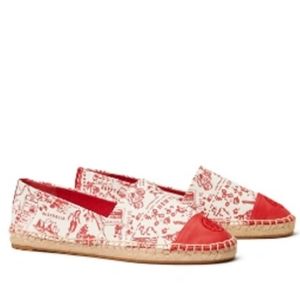 TORY BURCH Printed Color Block Espadrille Shoes In Red Destination